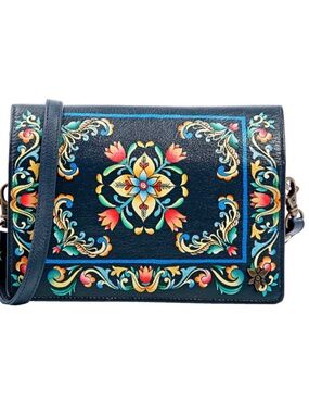 WALLET ON A STRING WITH RFID, TUSCAN TILES BLUE MULTICOLOUR, HAND PAINTED, ONE-